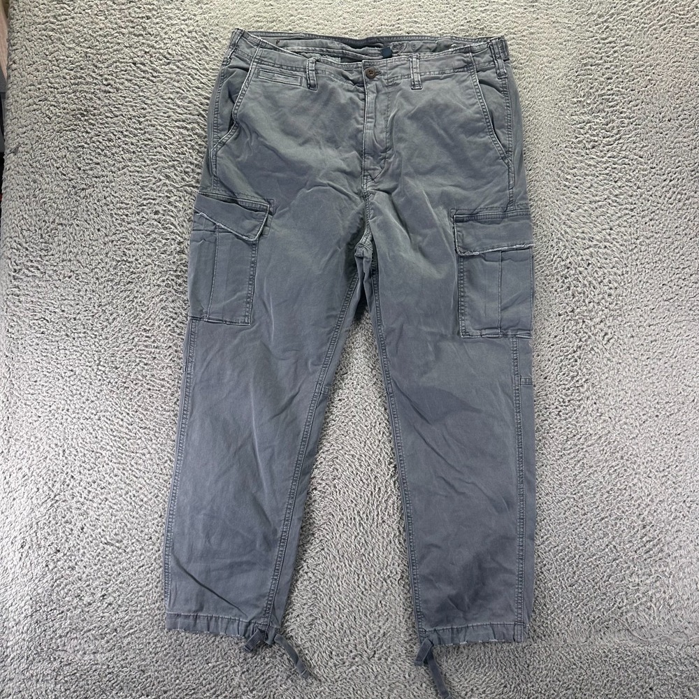 American Eagle Outfitters Flex Pant Men's 35x27 Gray Cotton Cargo Straight Slim